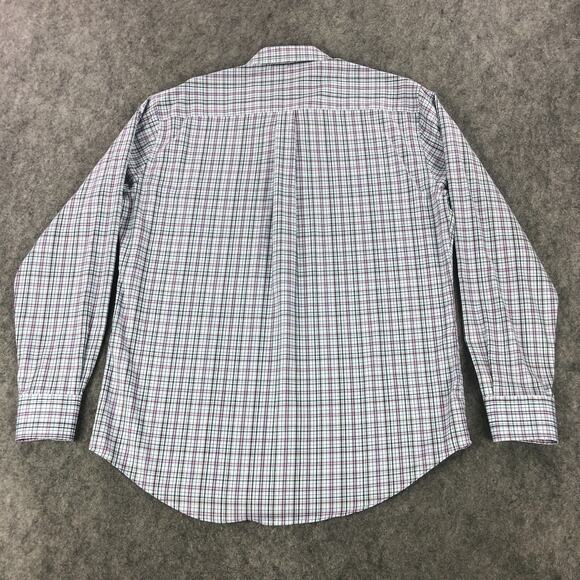 Peter Millar Mens Button Up Shirt Large Blue Pink Plaid Crown Ease Long Sleeve - Picture 4 of 9